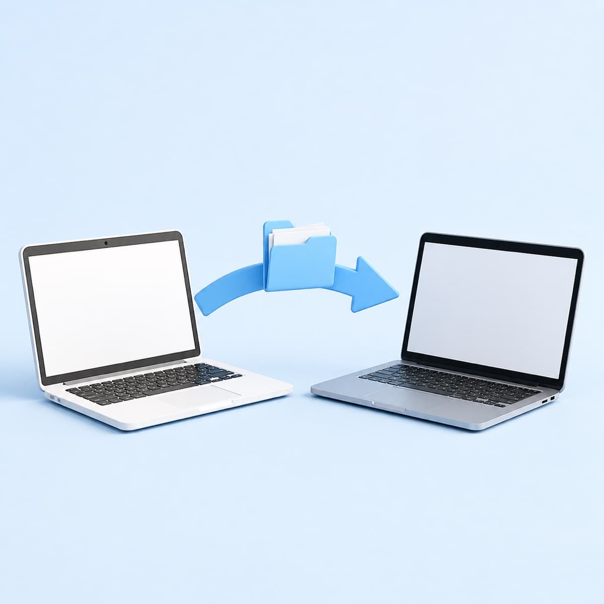 Due computer che si scambiano una cartella